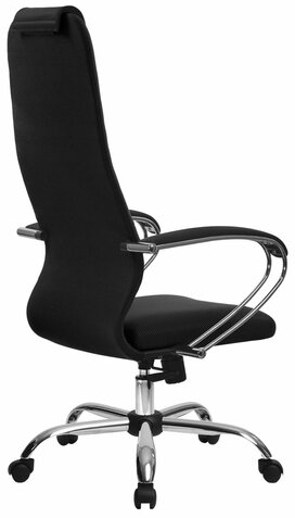 Кресло офисное МЕТТА "SU-B-10" хром, ткань-сетка, сиденье и спинка мягкие, черное