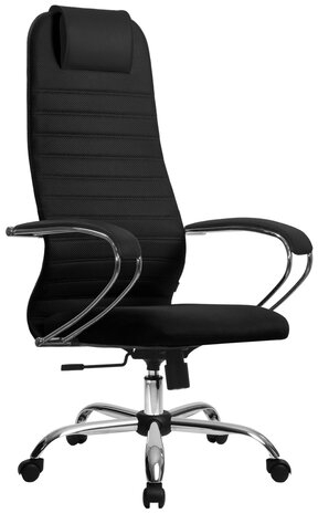 Кресло офисное МЕТТА "SU-B-10" хром, ткань-сетка, сиденье и спинка мягкие, черное