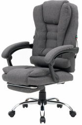 Кресло офисное CROMEX "Chill MS-005", с функцией вибромассажа, подножка, ткань, серое, 532959