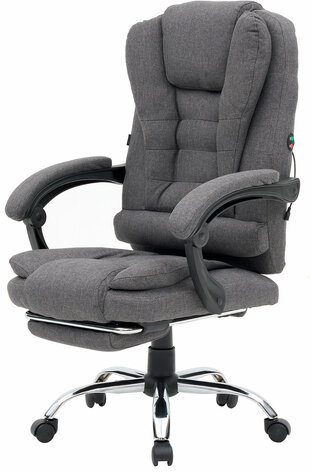 Кресло офисное CROMEX "Chill MS-005", с функцией вибромассажа, подножка, ткань, серое, 532959