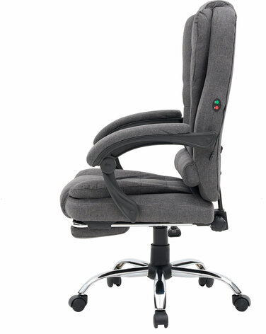 Кресло офисное CROMEX "Chill MS-005", с функцией вибромассажа, подножка, ткань, серое, 532959