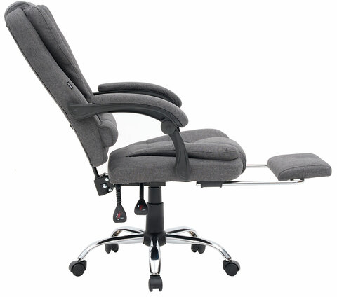 Кресло офисное CROMEX "Chill MS-005", с функцией вибромассажа, подножка, ткань, серое, 532959