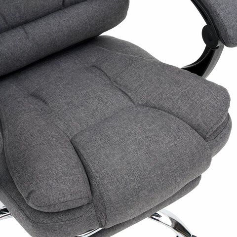 Кресло офисное CROMEX "Chill MS-005", с функцией вибромассажа, подножка, ткань, серое, 532959