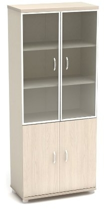 Шкаф высокий со стеклом в аллюм. рамке К57 Модерн (М46+М53*2+М45+КЭ97*2)