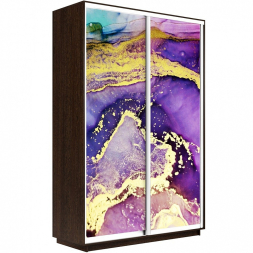 Шкаф-купе Экспресс 2-х дверный (Фото №1018 Абстракция фиолетово-золотая)