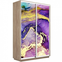 Шкаф-купе Экспресс 2-х дверный (Фото №1018 Абстракция фиолетово-золотая)