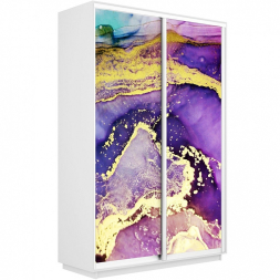 Шкаф-купе Экспресс 2-х дверный (Фото №1018 Абстракция фиолетово-золотая)