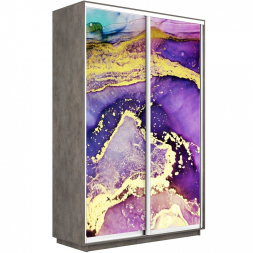 Шкаф-купе Экспресс 2-х дверный (Фото №1018 Абстракция фиолетово-золотая)
