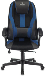 Кресло компьютерное ZOMBIE-9/BL+BLUE, подушка, экокожа/ткань, черное/синее, 1583708