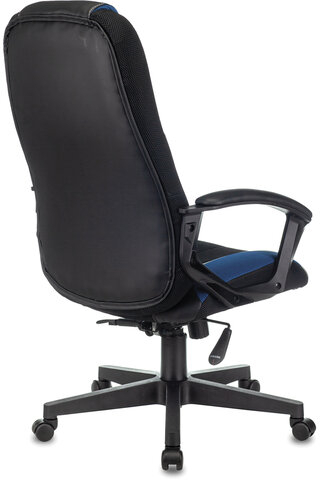 Кресло компьютерное ZOMBIE-9/BL+BLUE, подушка, экокожа/ткань, черное/синее, 1583708