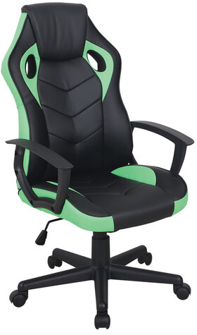 Кресло компьютерное BRABIX "Fighter GM-008", экокожа, черное/зеленое, 532508