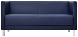 Диван мягкий трехместный &quot;Атланта&quot;, &quot;М-01&quot;, 1500х670х715 мм, c подлокотниками, экокожа, темно-синий