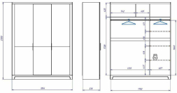 Шкаф 3-х дверный широкий глухой Юта