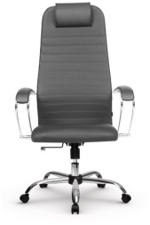Кресло офисное МЕТТА "SU-B-10" хром, ткань-сетка, сиденье и спинка мягкие, темно-серое