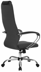 Кресло офисное МЕТТА "SU-B-10" хром, ткань-сетка, сиденье и спинка мягкие, темно-серое