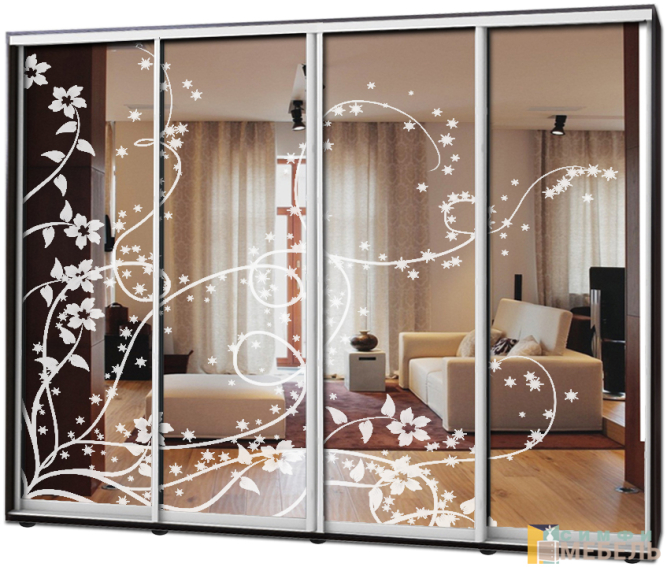 Шкаф купе 4х дв Пескоструй № 21