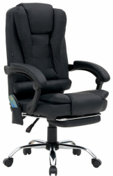 Кресло офисное CROMEX "Lounge MS-007", подножка, 6 массажных модулей, экокожа, черное, 532960