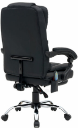 Кресло офисное CROMEX "Lounge MS-007", подножка, 6 массажных модулей, экокожа, черное, 532960