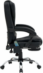 Кресло офисное CROMEX "Lounge MS-007", подножка, 6 массажных модулей, экокожа, черное, 532960