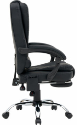 Кресло офисное CROMEX "Lounge MS-007", подножка, 6 массажных модулей, экокожа, черное, 532960