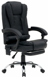 Кресло офисное CROMEX "Lounge MS-007", подножка, 6 массажных модулей, экокожа, черное, 532960