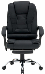 Кресло офисное CROMEX "Lounge MS-007", подножка, 6 массажных модулей, экокожа, черное, 532960