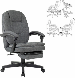 Кресло офисное CH-868MSG-F, синхромеханизм, подставка для ног, ткань, серое, 1998751