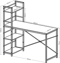 Стол на металлокаркасе BRABIX LOFT CD-005 3 полки