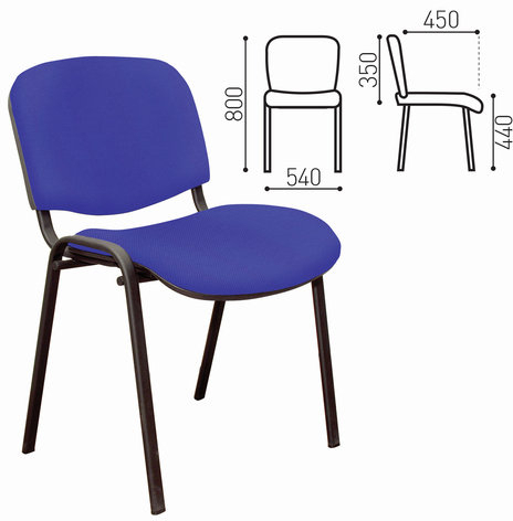Стул для персонала и посетителей &quot;ИЗО&quot;, черный каркас, ткань синяя, В-10/С-06