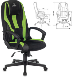 Кресло компьютерное ZOMBIE-9/BL+SD, подушка, экокожа/ткань, черное/зеленое, 1583709