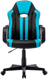 Кресло компьютерное "BRABIX Stripe GM-202", экокожа, черное/голубое, 532509