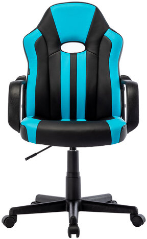 Кресло компьютерное "BRABIX Stripe GM-202", экокожа, черное/голубое, 532509