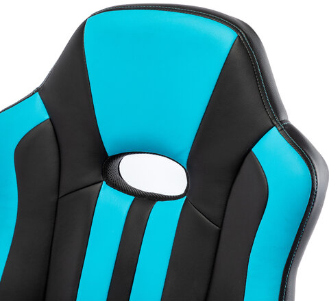 Кресло компьютерное "BRABIX Stripe GM-202", экокожа, черное/голубое, 532509