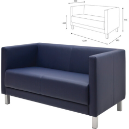 Диван мягкий двухместный "Атланта", "М-01", 1230х670х715 мм, c подлокотниками, экокожа, темно-синий