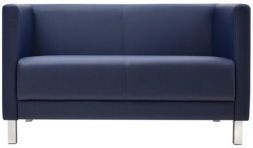 Диван мягкий двухместный "Атланта", "М-01", 1230х670х715 мм, c подлокотниками, экокожа, темно-синий
