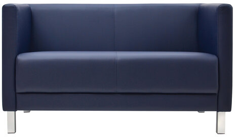 Диван мягкий двухместный "Атланта", "М-01", 1230х670х715 мм, c подлокотниками, экокожа, темно-синий