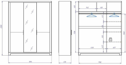 Шкаф 3-х дверный широкий зеркальный Юта