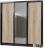 Шкаф купе 3х дв Комби 1 Дуб сонома|Зеркало