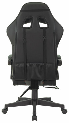 Кресло компьютерное BRABIX "Striker GM-121", синхромеханизм, 2 подушки, экокожа/велюр, черное/серое, 532961