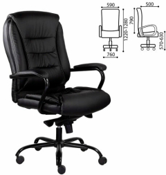 Кресло офисное "Ровер" CH-708, усиленное, НАГРУЗКА до 150 кг, экокожа, черное