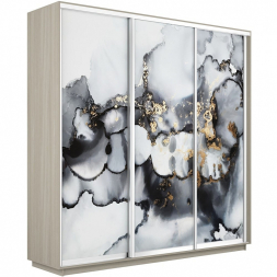 Шкаф-купе Экспресс 3-х дверный (Фото №1001 Абстракция серая)