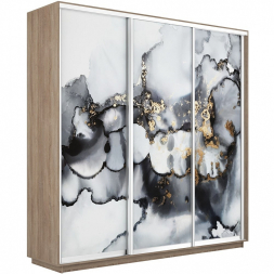 Шкаф-купе Экспресс 3-х дверный (Фото №1001 Абстракция серая)