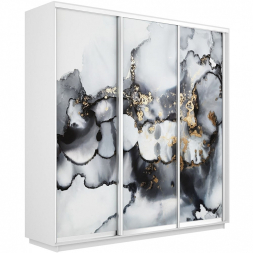 Шкаф-купе Экспресс 3-х дверный (Фото №1001 Абстракция серая)