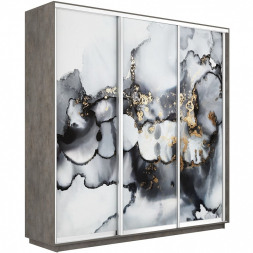 Шкаф-купе Экспресс 3-х дверный (Фото №1001 Абстракция серая)