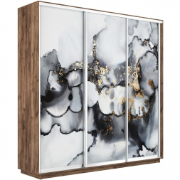 Шкаф-купе Экспресс 3-х дверный (Фото №1001 Абстракция серая)
