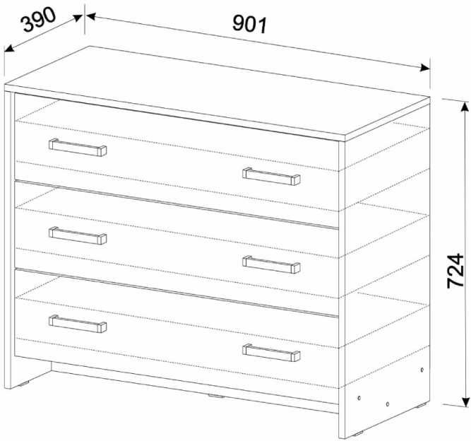Комод 3 ящика МСП 1