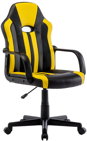 Кресло компьютерное BRABIX "Stripe GM-202", экокожа, черное/желтое, 532510