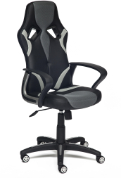 Кресло RUNNER кож/зам/ткань, черный/серый, 36-6/12/14