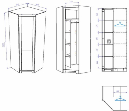 Шкаф угловой с глухой дверью, Юта (левый, правый)