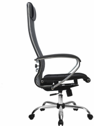 Кресло офисное МЕТТА "К-3" хром, ткань-сетка, сиденье и спинка регулируемые, черное